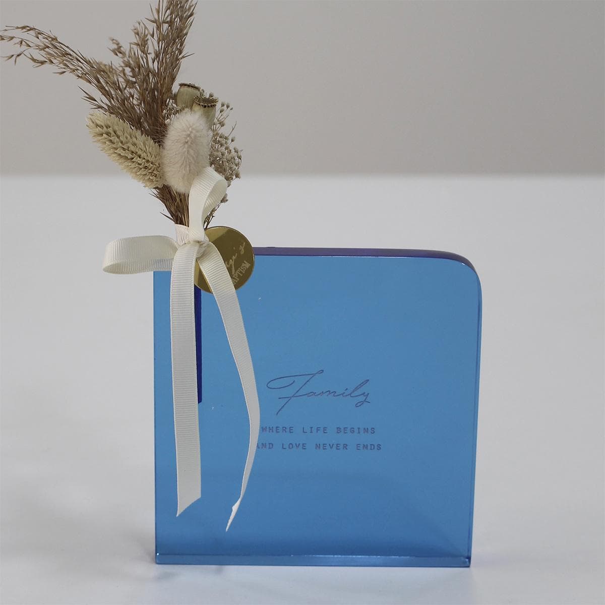 Blue Acrylic Soliflore with customized message